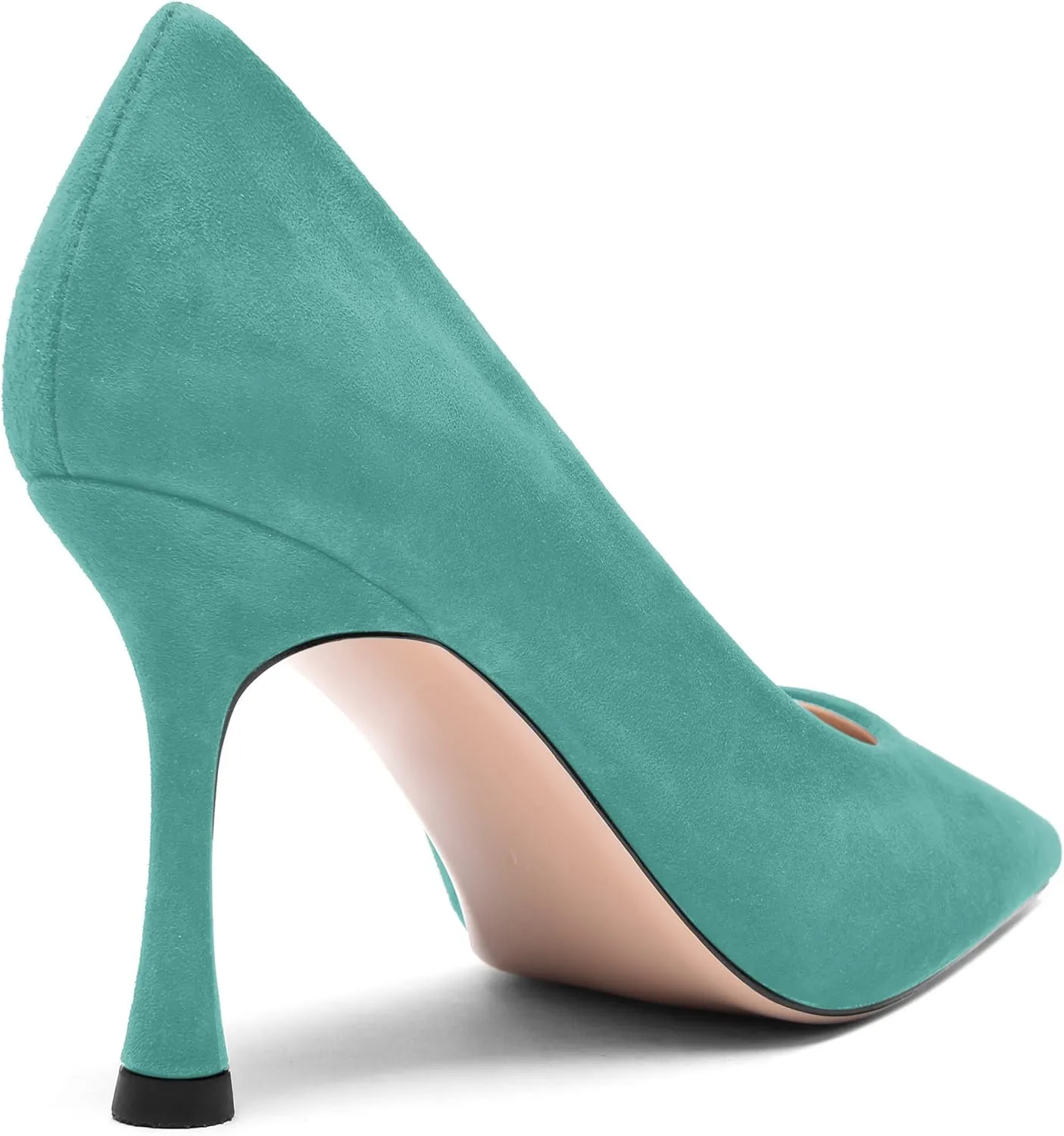FOGEENA Womens Party Slip On Solid Pointed Toe Suede Fashion Stiletto High Heel Pumps Shoes 3.14 Inch
