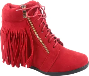 Forever Link Women's Fashion Glitter High Top Lace Up Wedge Sneaker Shoes