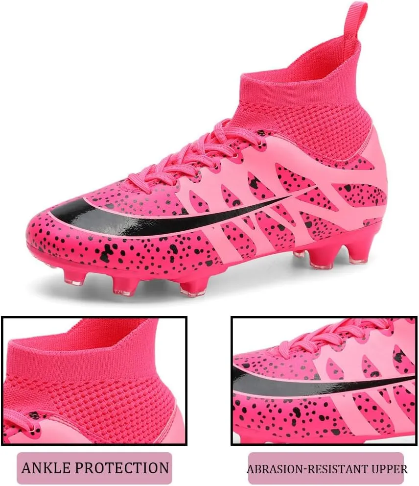 GEXECEUSS Men's Lightweight Football Cleats for Training: Boys High-Top Soccer Boots for Outdoor - Youth Professional Futsal Shoes