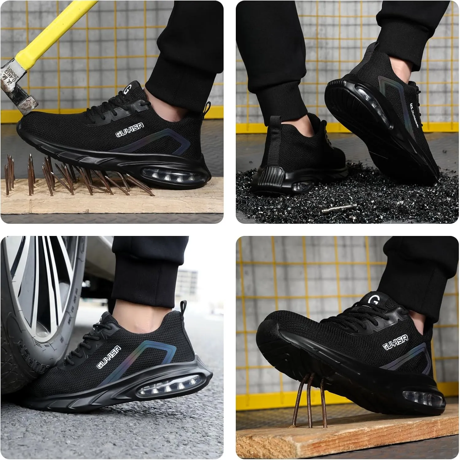 GLANOUDUN Steel Toe Shoes for Men Black Work Shoes Lightweight Safety Shoe for Men Indestructible Steel Toe Sneakers Industrial Construction Shoe Men's Work & Safety Footwear