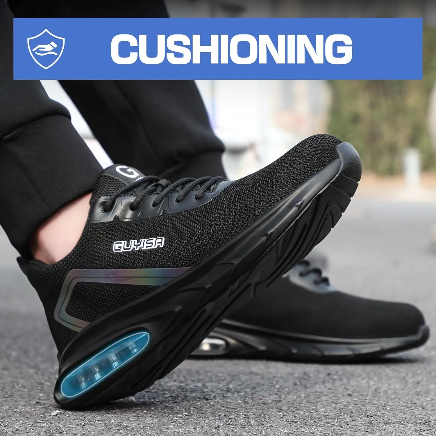 GLANOUDUN Steel Toe Shoes for Men Black Work Shoes Lightweight Safety Shoe for Men Indestructible Steel Toe Sneakers Industrial Construction Shoe Men's Work & Safety Footwear