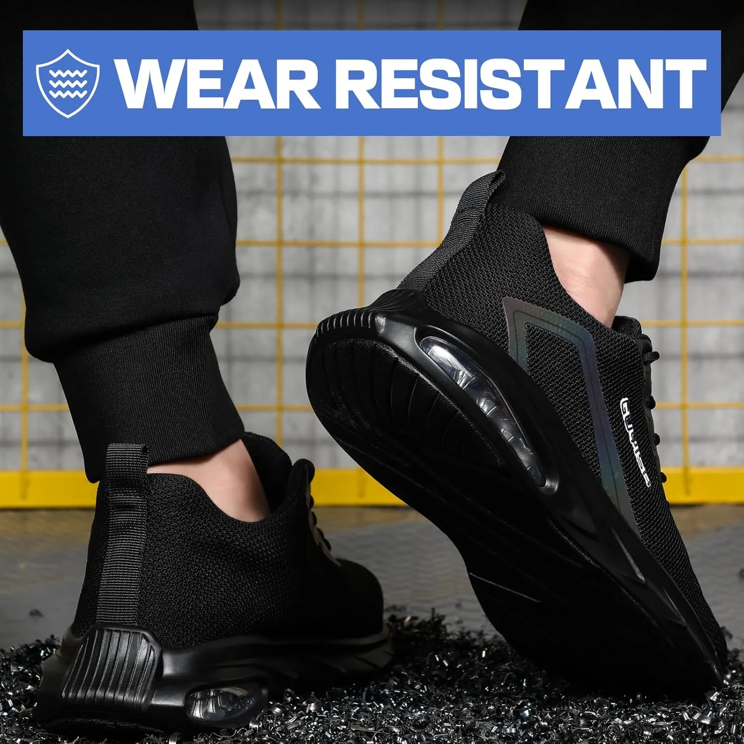 GLANOUDUN Steel Toe Shoes for Men Black Work Shoes Lightweight Safety Shoe for Men Indestructible Steel Toe Sneakers Industrial Construction Shoe Men's Work & Safety Footwear