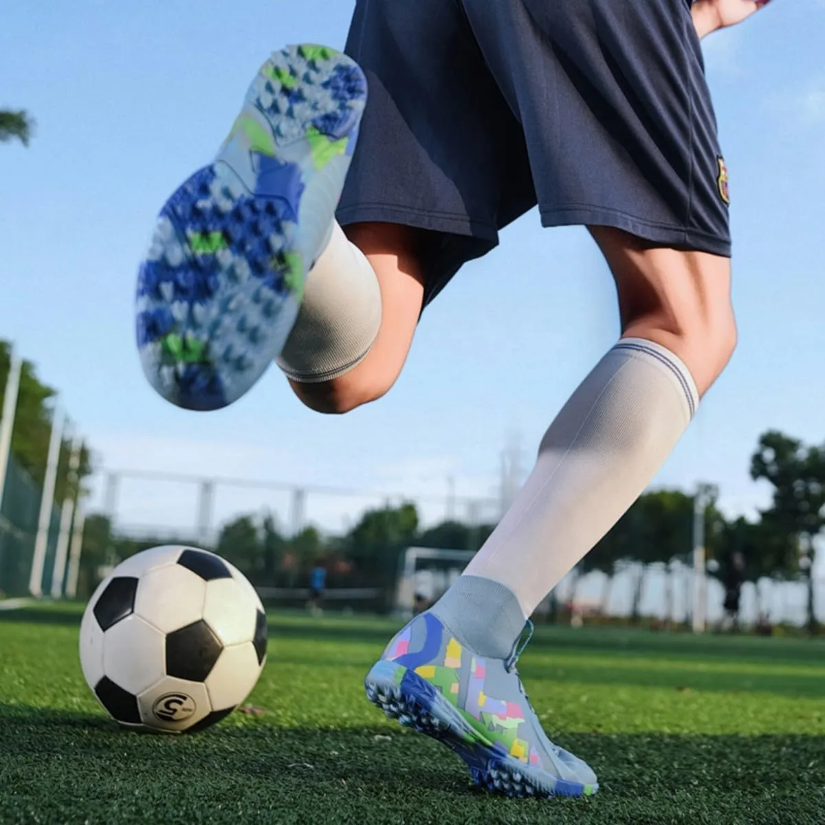 HESBITEUL Soccer Cleats Outdoor for Boys Training: High Top Football Cleats for Firm Ground