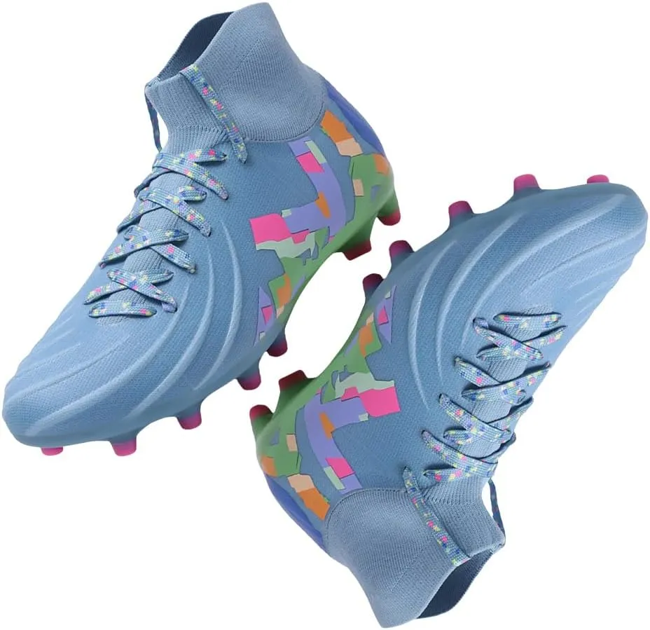 HESBITEUL Soccer Cleats Outdoor for Boys Training: High Top Football Cleats for Firm Ground