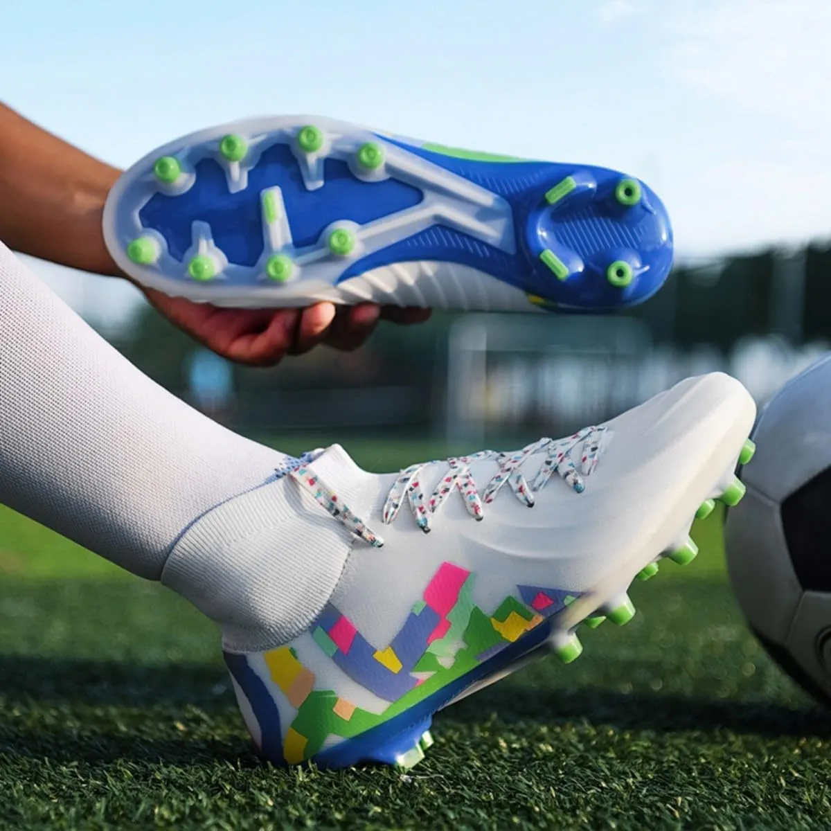HESBITEUL Soccer Cleats Outdoor for Boys Training: High Top Football Cleats for Firm Ground