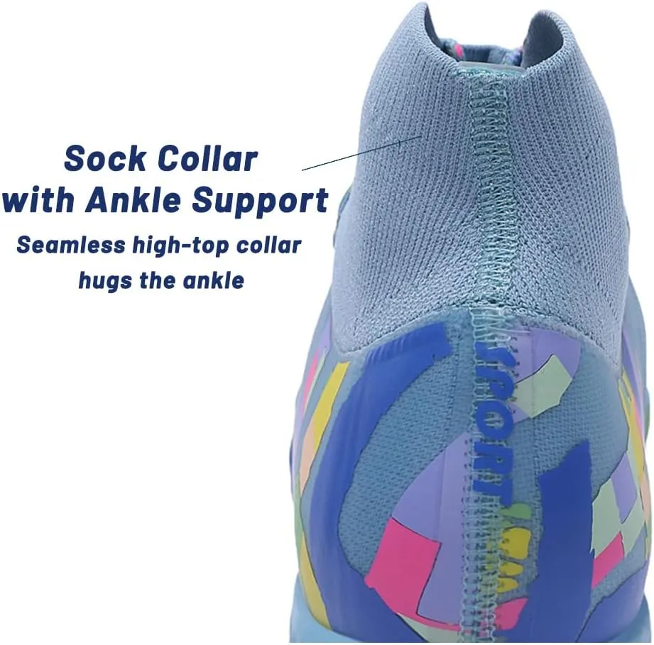HESBITEUL Soccer Cleats Outdoor for Boys Training: High Top Football Cleats for Firm Ground
