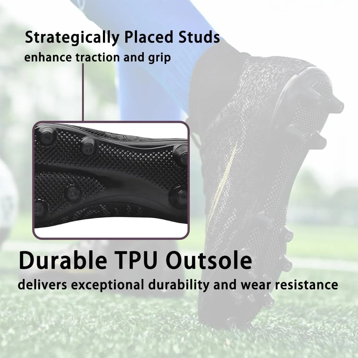 HESBITEUL Soccer Cleats Professional AG Spikes Athletic Football Training