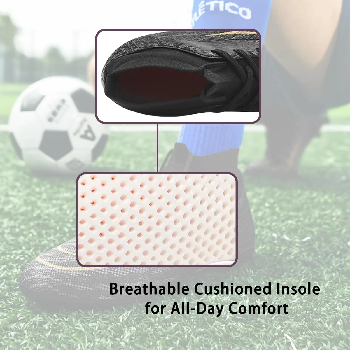 HESBITEUL Soccer Cleats Professional AG Spikes Athletic Football Training