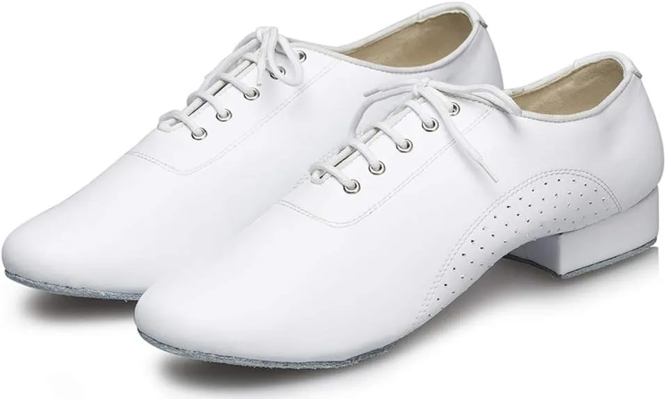 Honeystore Men's Lace-up Dance Shoes Leather Round-Toe Modern Tango Jazz Ballroom Latin
