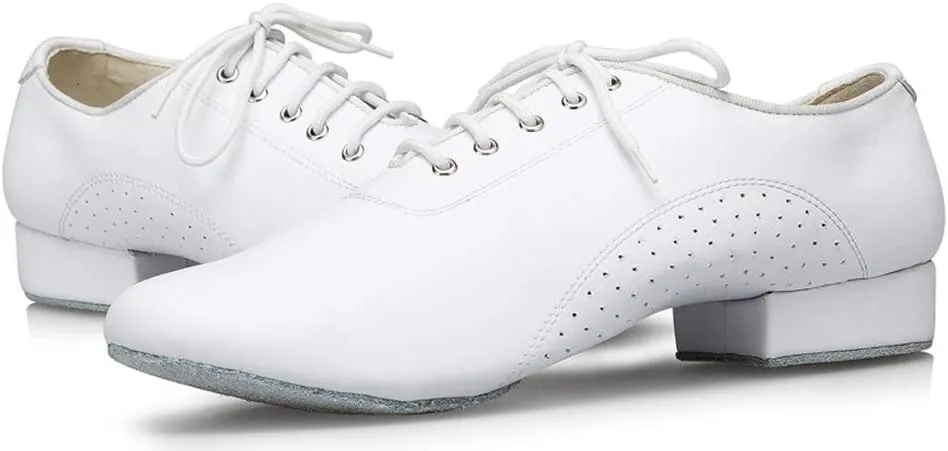 Honeystore Men's Lace-up Dance Shoes Leather Round-Toe Modern Tango Jazz Ballroom Latin