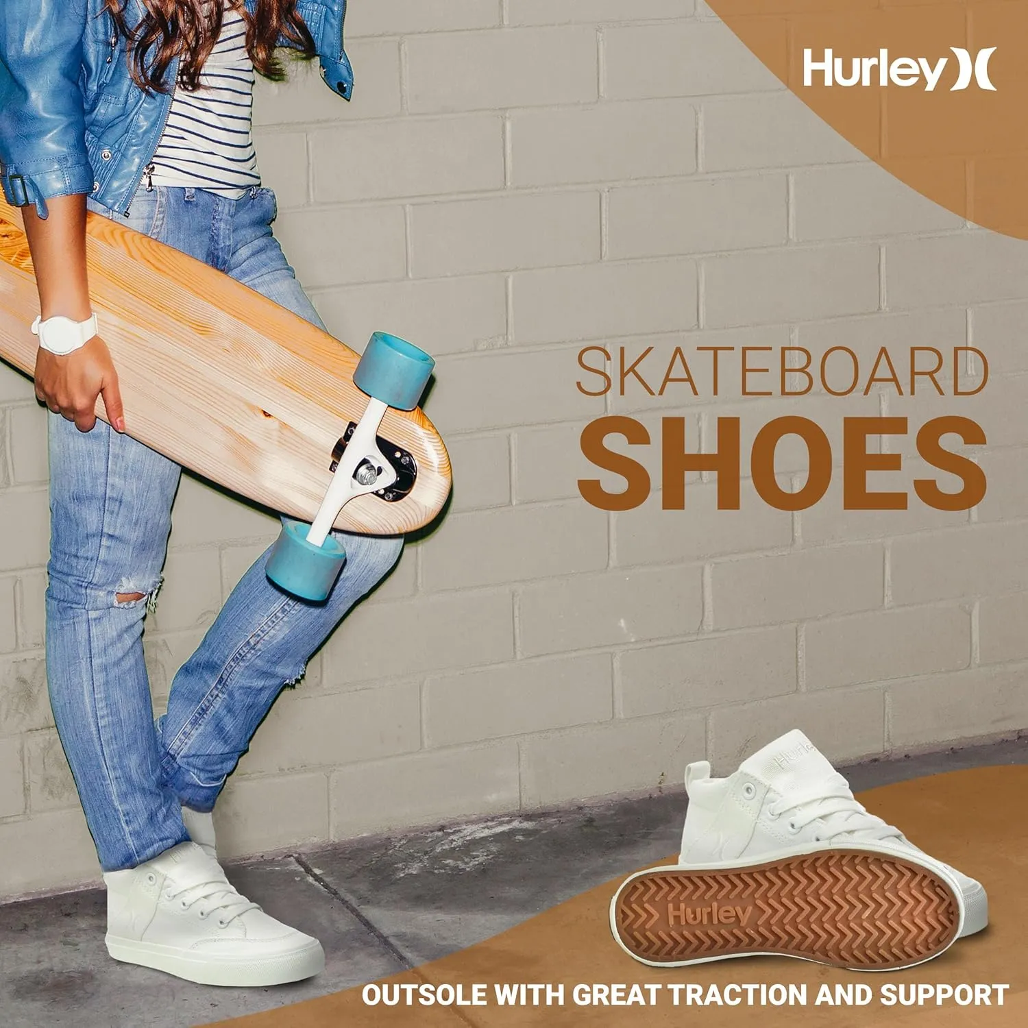 Hurley Roddy Kids High Top Skateboard Sneakers, Sports Shoes for Boys and Girls