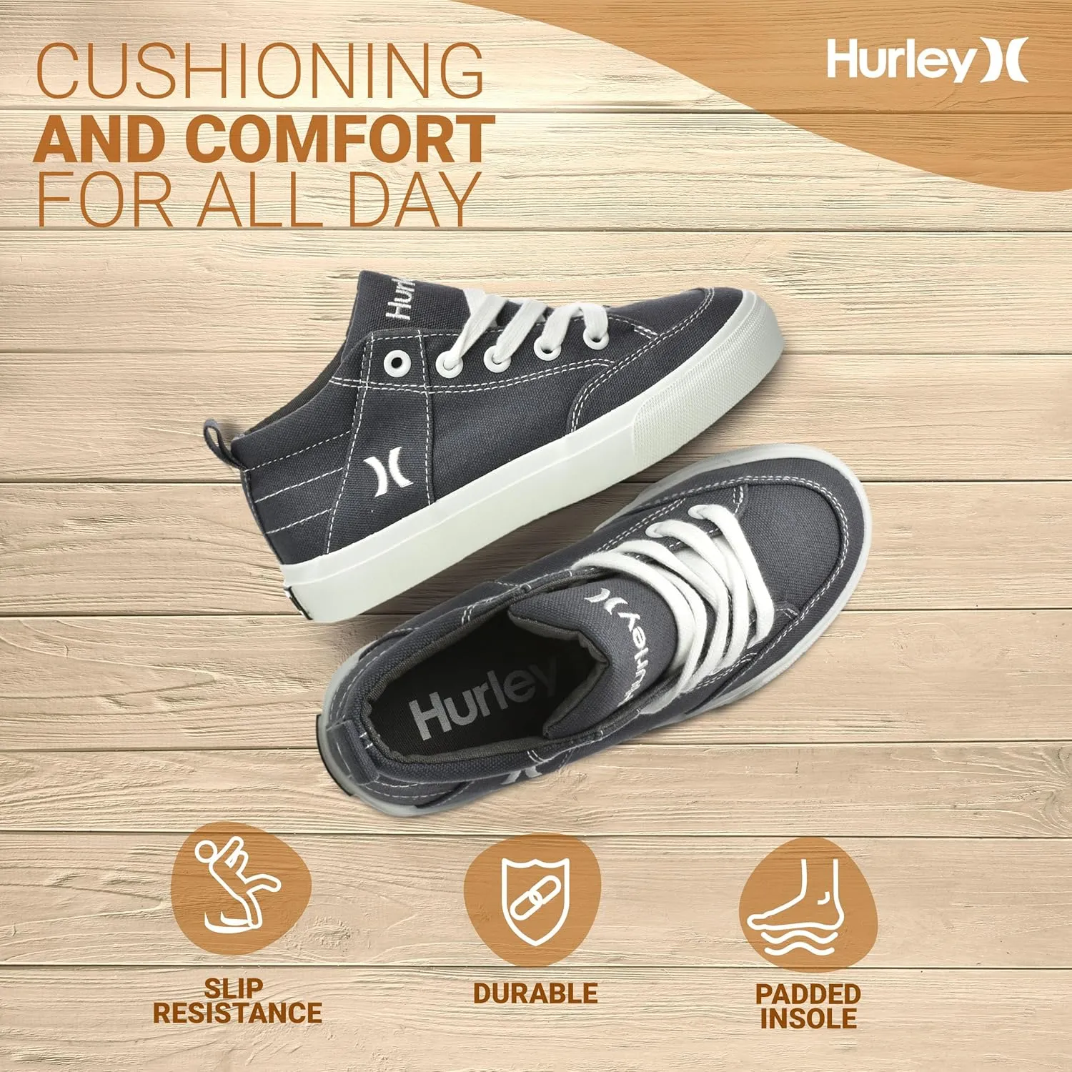 Hurley Roddy Kids High Top Skateboard Sneakers, Sports Shoes for Boys and Girls