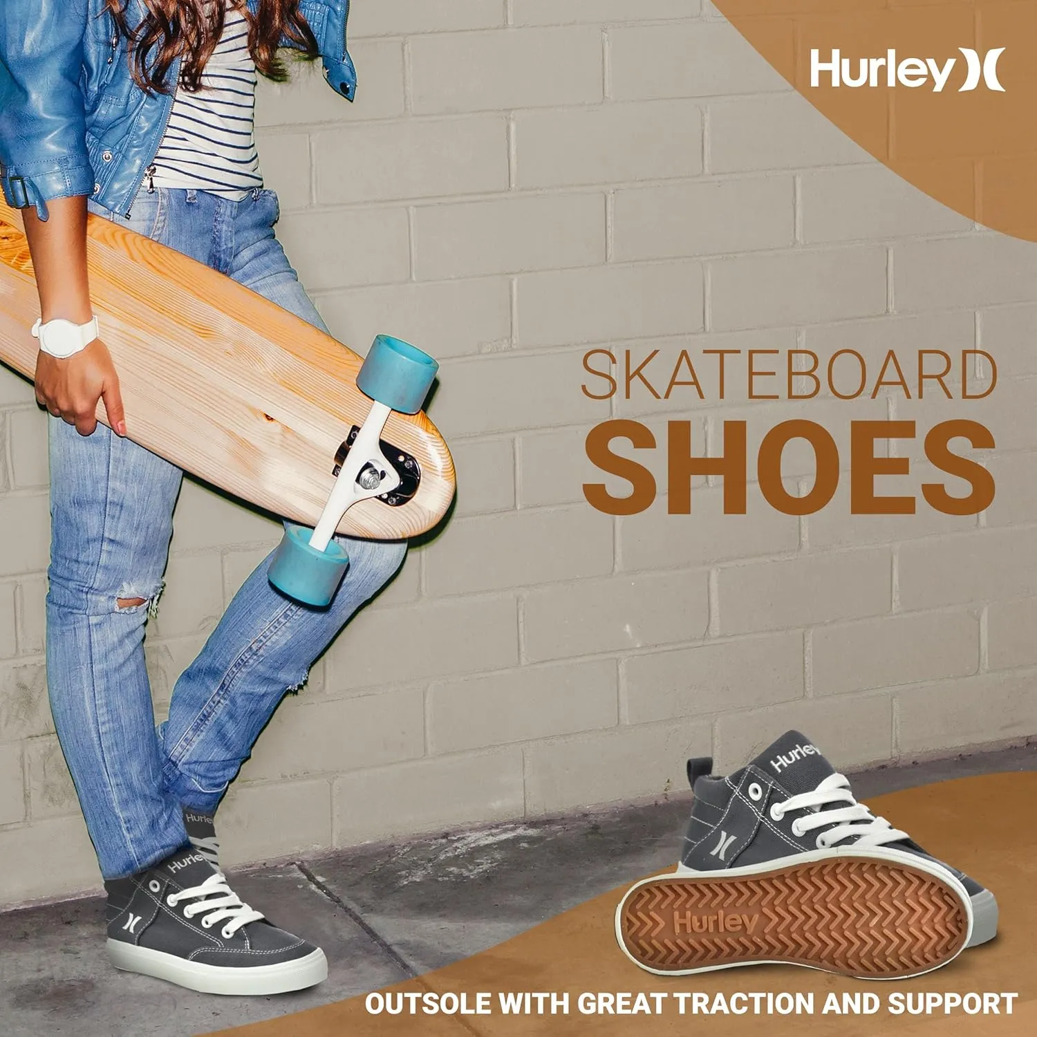 Hurley Roddy Kids High Top Skateboard Sneakers, Sports Shoes for Boys and Girls