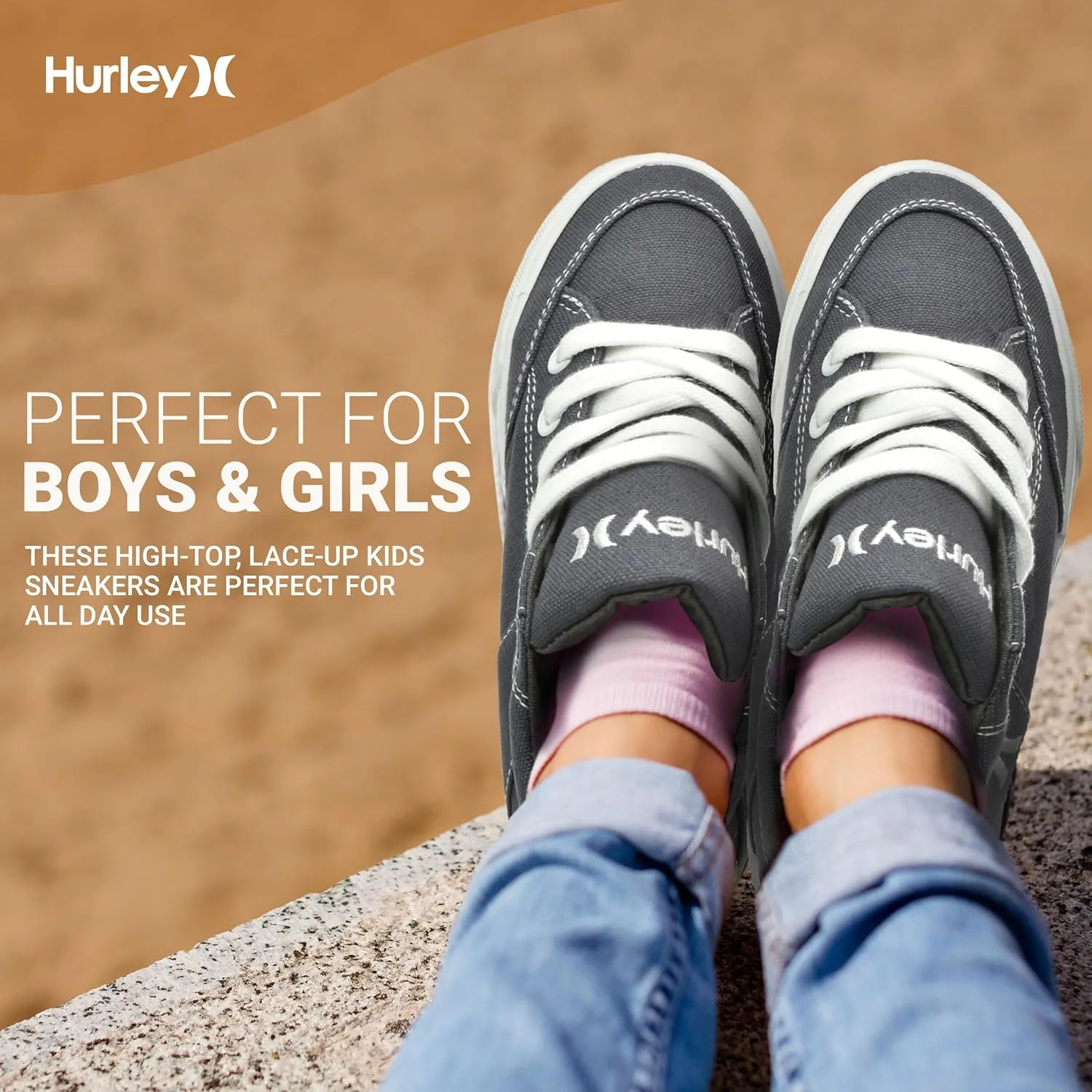 Hurley Roddy Kids High Top Skateboard Sneakers, Sports Shoes for Boys and Girls