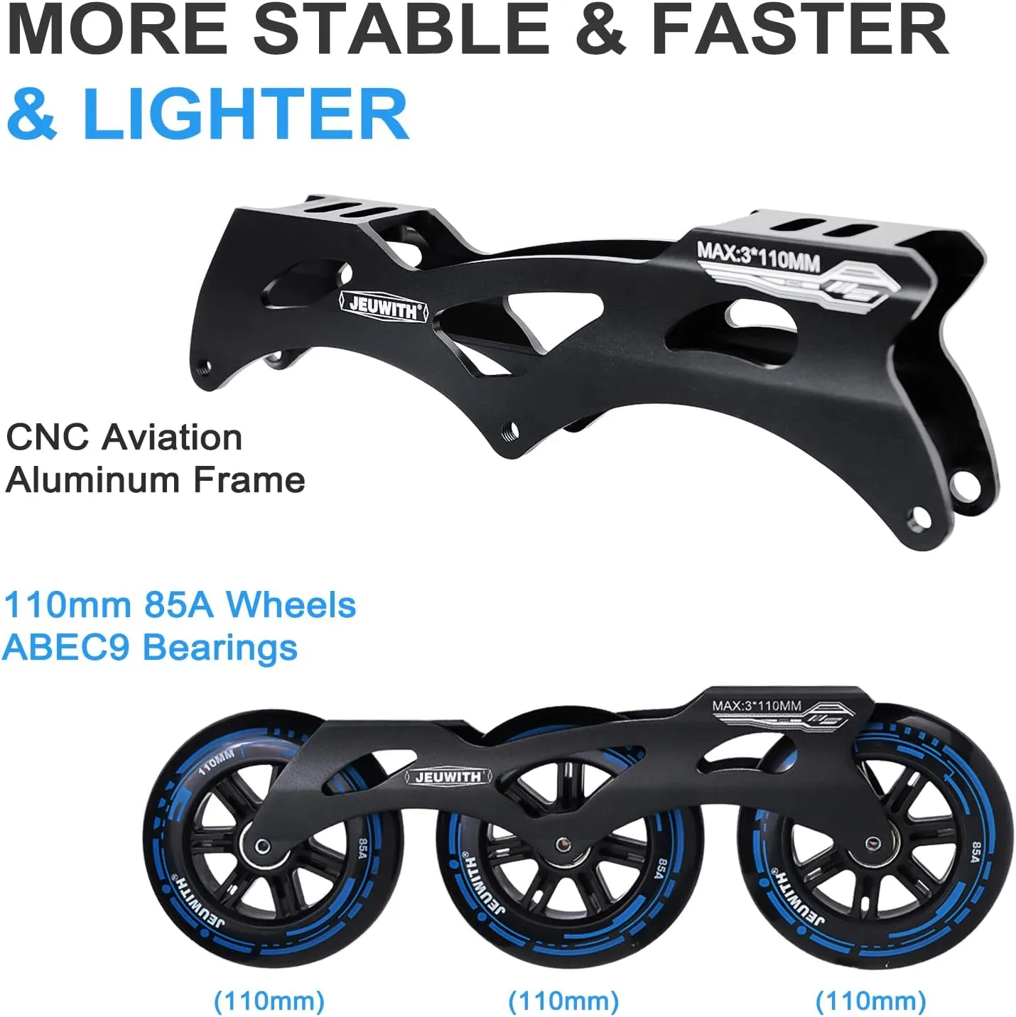 Inline Skates, 3 Wheels 110mm Roller Skates Blades for Adult Women Men, Professional Outdoor Fitness Inline Speed Skates for Unisex