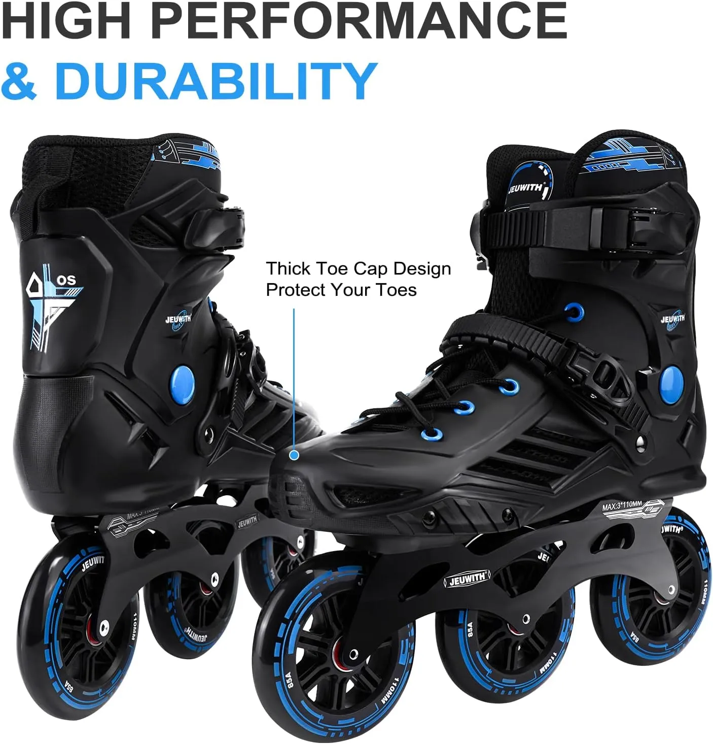 Inline Skates, 3 Wheels 110mm Roller Skates Blades for Adult Women Men, Professional Outdoor Fitness Inline Speed Skates for Unisex
