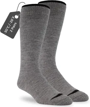 J.B. Field's Alpine -30 Below Winter Socks, Over-the-Calf Merino Wool Thermal Socks, 2 Pairs