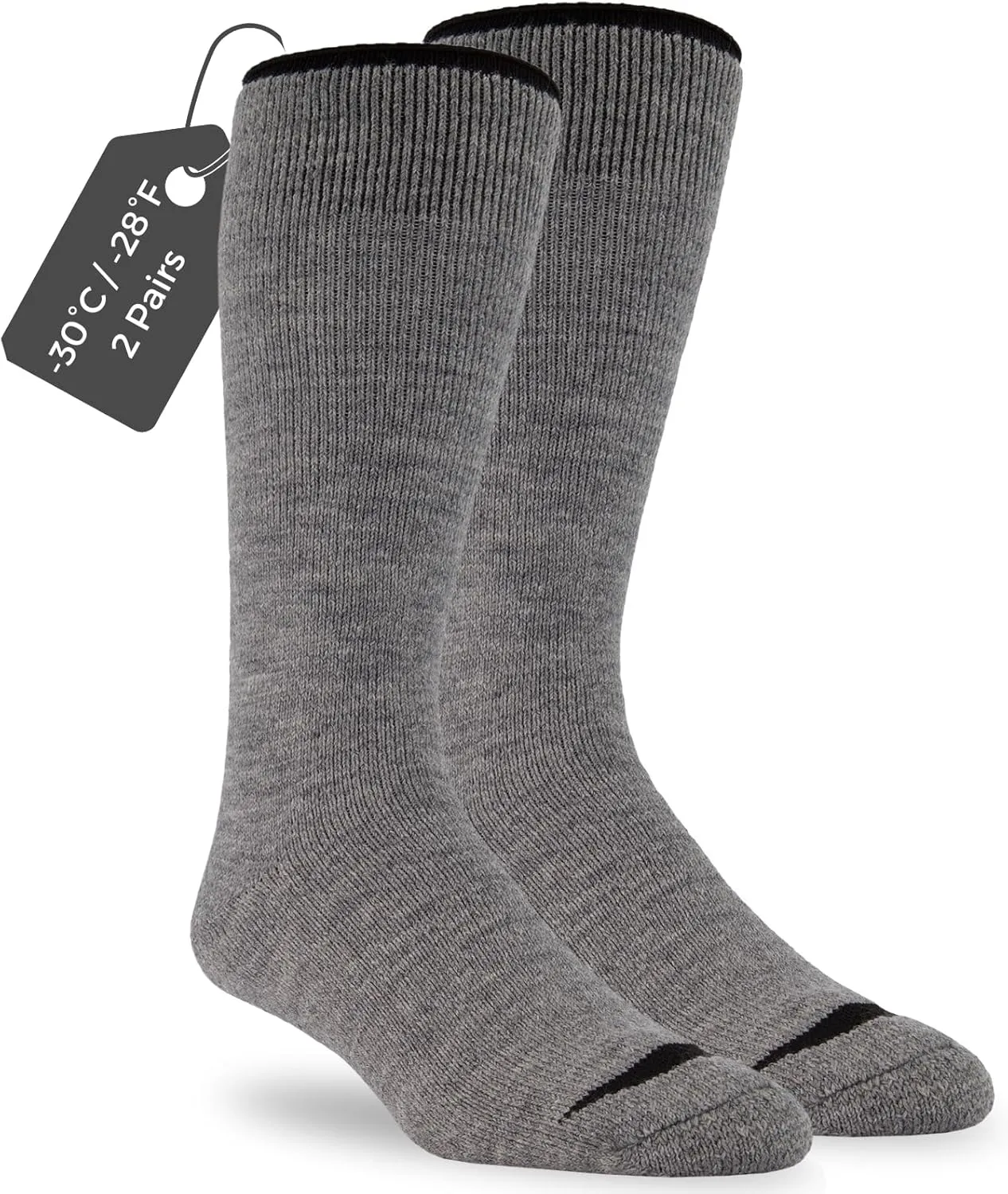 J.B. Field's Alpine -30 Below Winter Socks, Over-the-Calf Merino Wool Thermal Socks, 2 Pairs