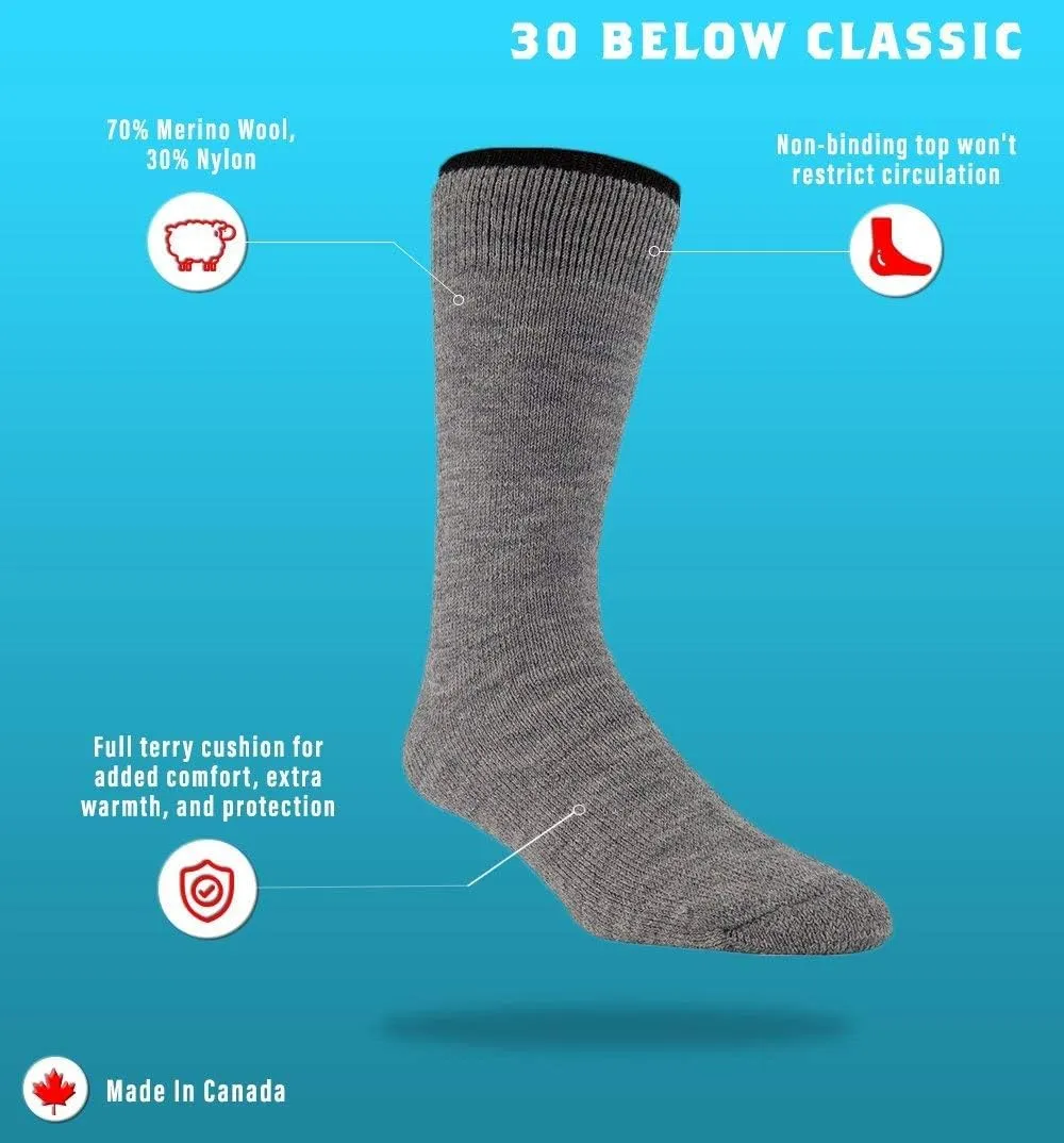 J.B. Field's Icelandic 30 Below Classic Winter Socks, 70% Merino Wool Heavyweight for Hiking, Trekking & Outdoor, 3 Pairs