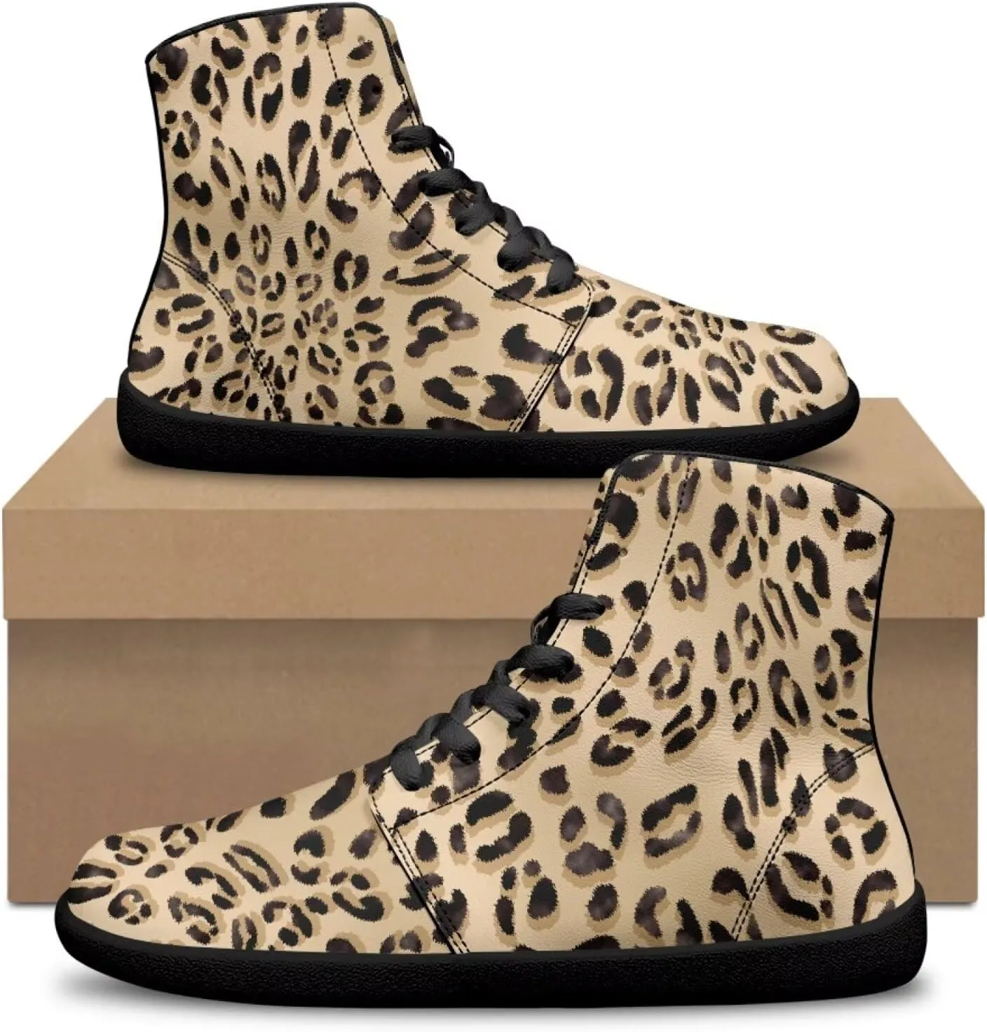 Jeiento Animal Print Barefoot High Top Sneaker Tennis Shoes Comfort Sports Fitness Running Shoes for Men