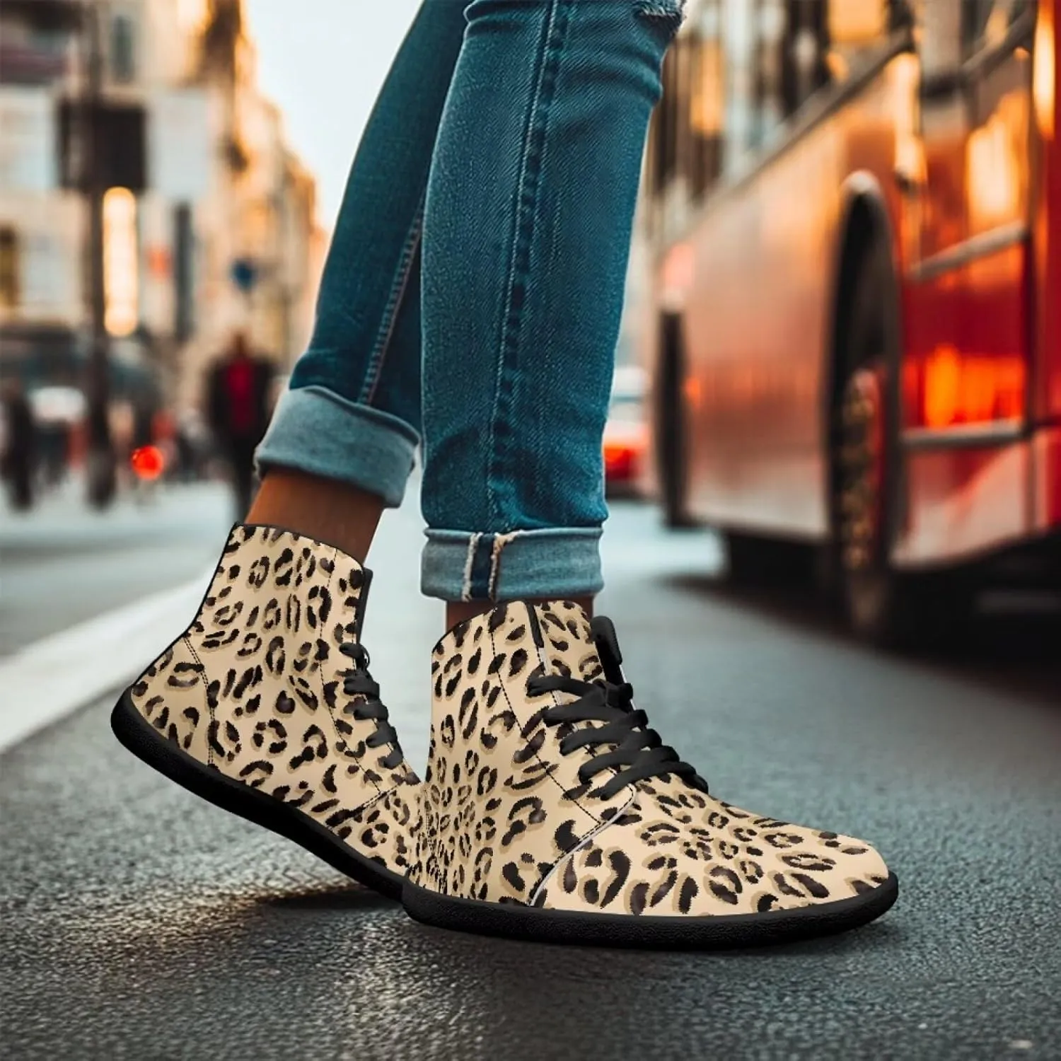 Jeiento Animal Print Barefoot High Top Sneaker Tennis Shoes Comfort Sports Fitness Running Shoes for Men