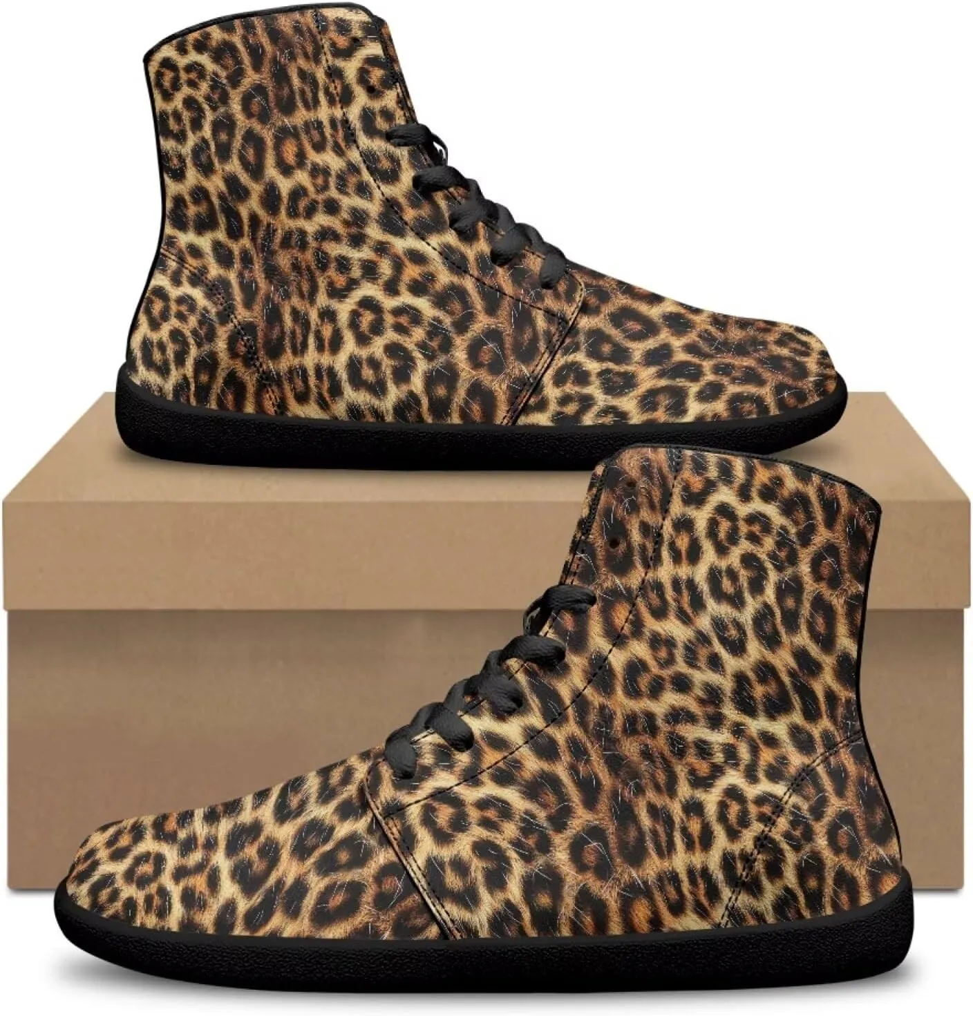 Jeiento Animal Print Barefoot High Top Sneaker Tennis Shoes Comfort Sports Fitness Running Shoes for Men