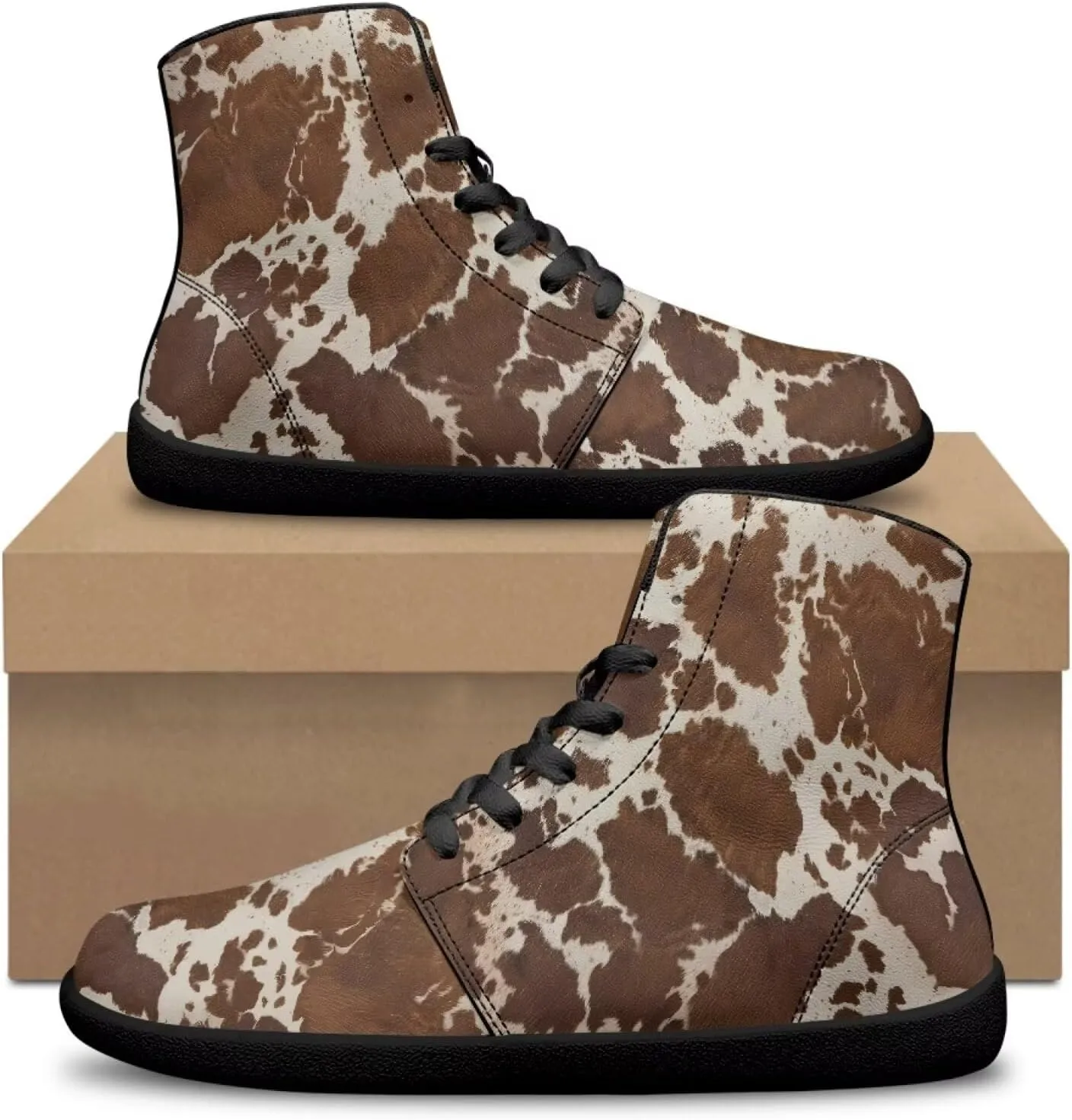 Jeiento Animal Print Barefoot High Top Sneaker Tennis Shoes Comfort Sports Fitness Running Shoes for Men