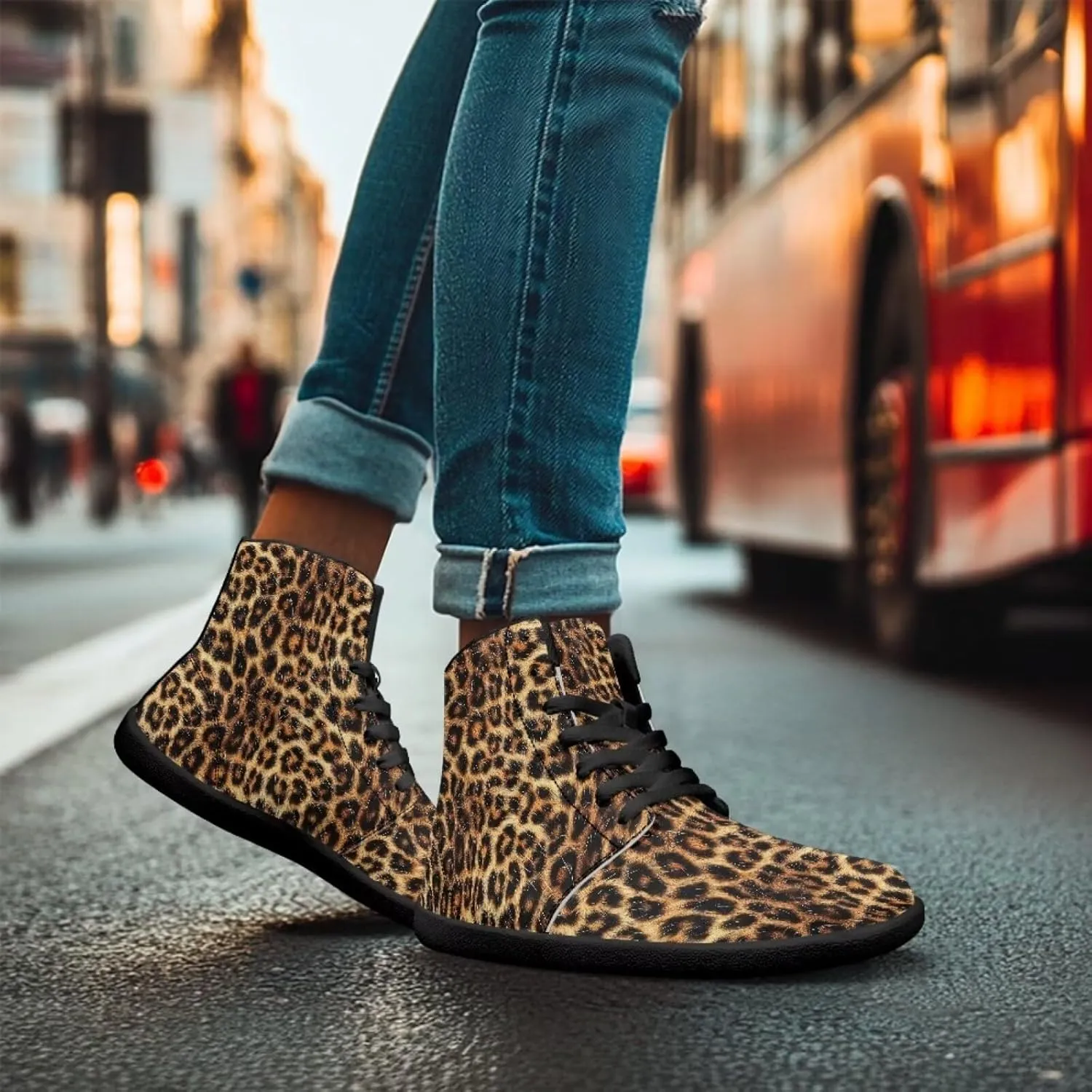 Jeiento Animal Print Barefoot High Top Sneaker Tennis Shoes Comfort Sports Fitness Running Shoes for Men