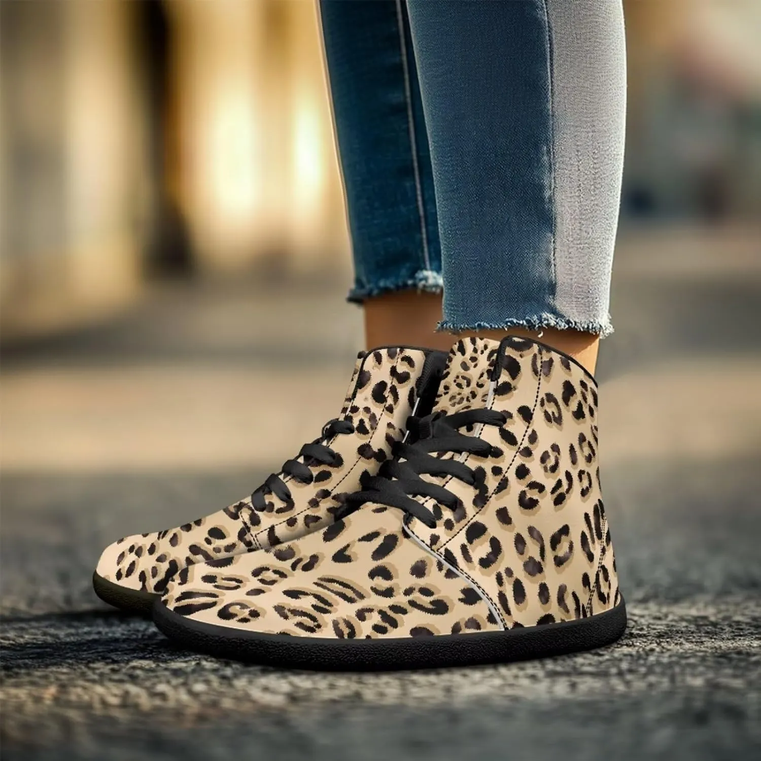 Jeiento Animal Print Barefoot High Top Sneaker Tennis Shoes Comfort Sports Fitness Running Shoes for Men