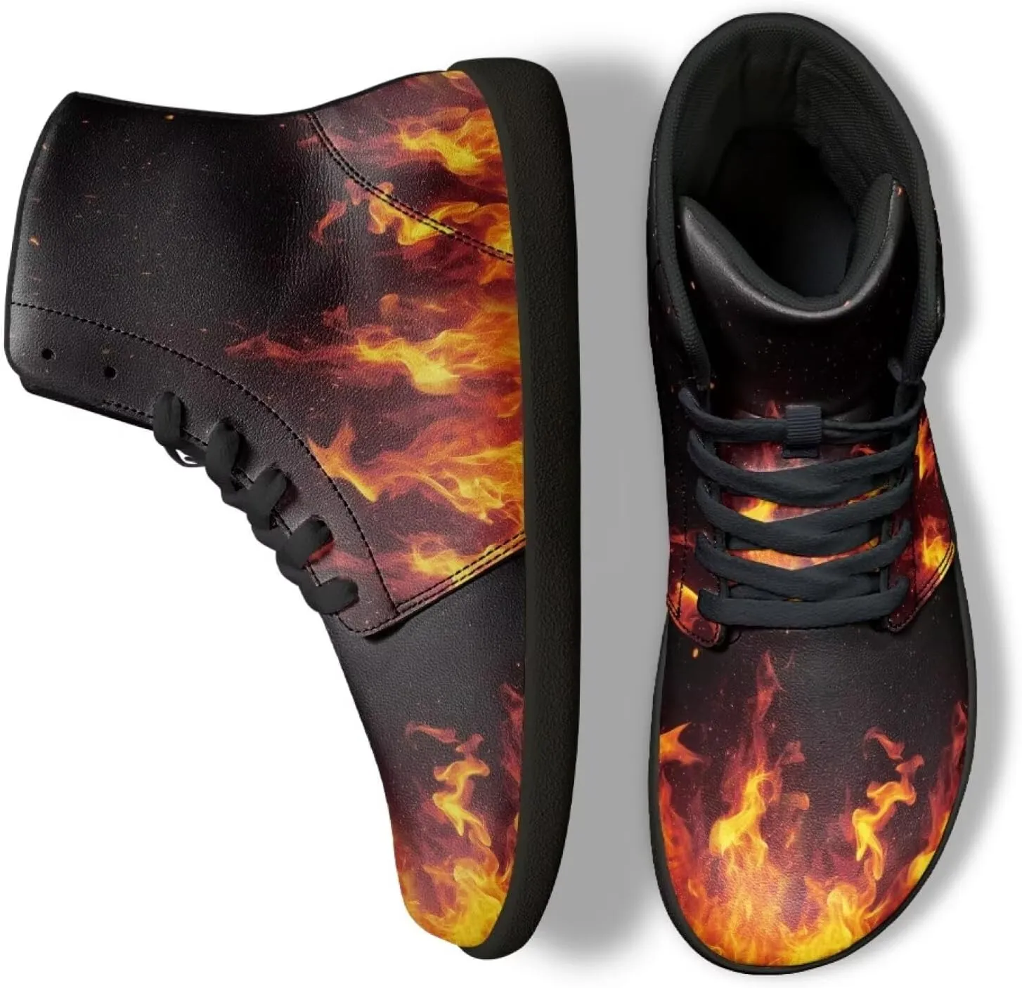 Jeiento Nature Pattern Mens Walking Shoes High Top Barefoot Running Shoes Wide Toe