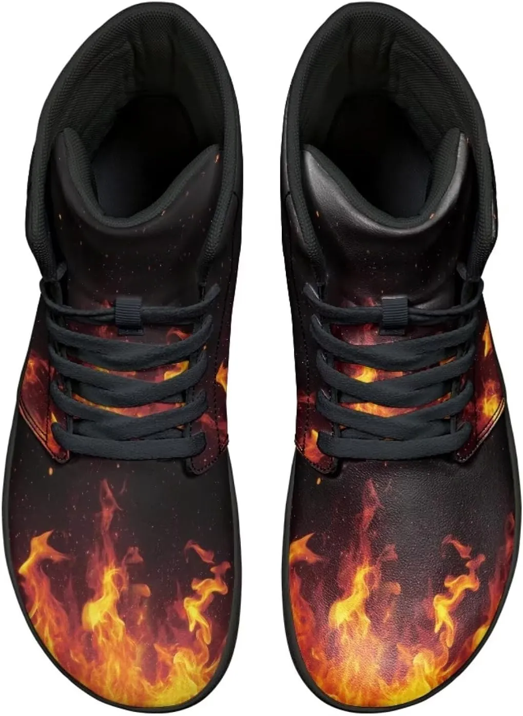 Jeiento Nature Pattern Mens Walking Shoes High Top Barefoot Running Shoes Wide Toe