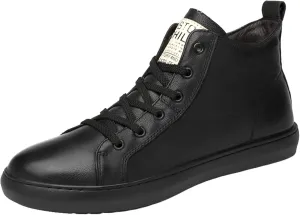JiuQing Men's Fashion Dress Sneaker High Top Lace-Up Oxfords Side Zipper Casual