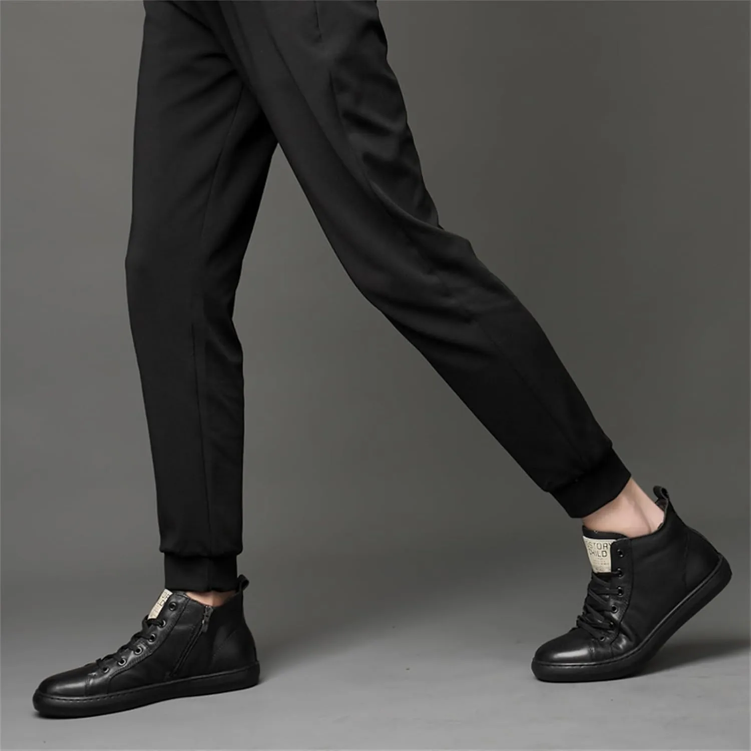 JiuQing Men's Fashion Dress Sneaker High Top Lace-Up Oxfords Side Zipper Casual