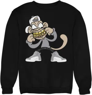 Jordan 12 Stealth Monkey Man Grill Sweatshirt To Match Men's Sneakers, Crewneck Pullover Fleece Top To Match Jordans