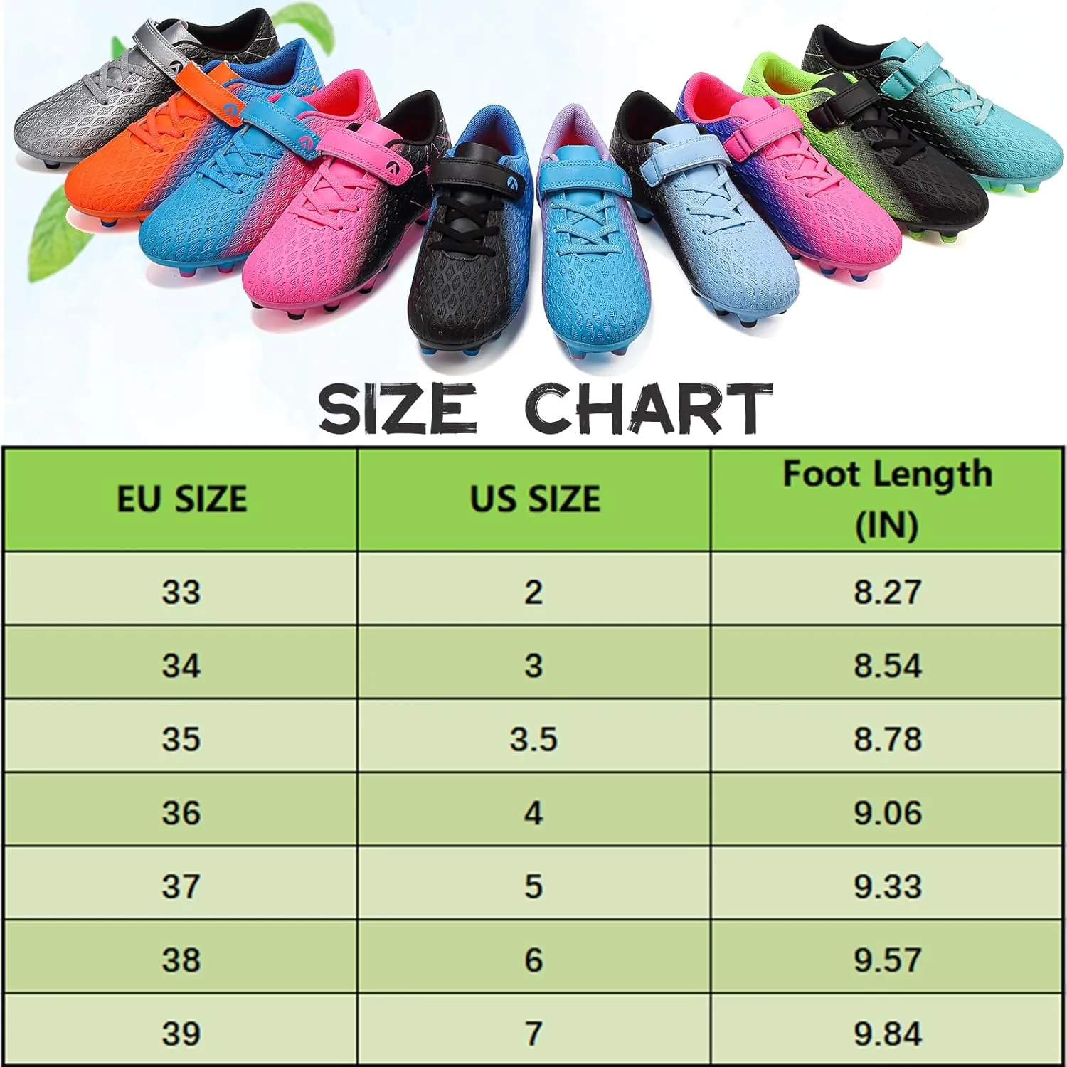 Kids Soccer Cleats Boys Girls Firm Ground Soccer FG/AG Soccer Athletic Outdoor Football Shoes Youth Turf Soccer Cleat Soccer Shoes for Little/Big Kid