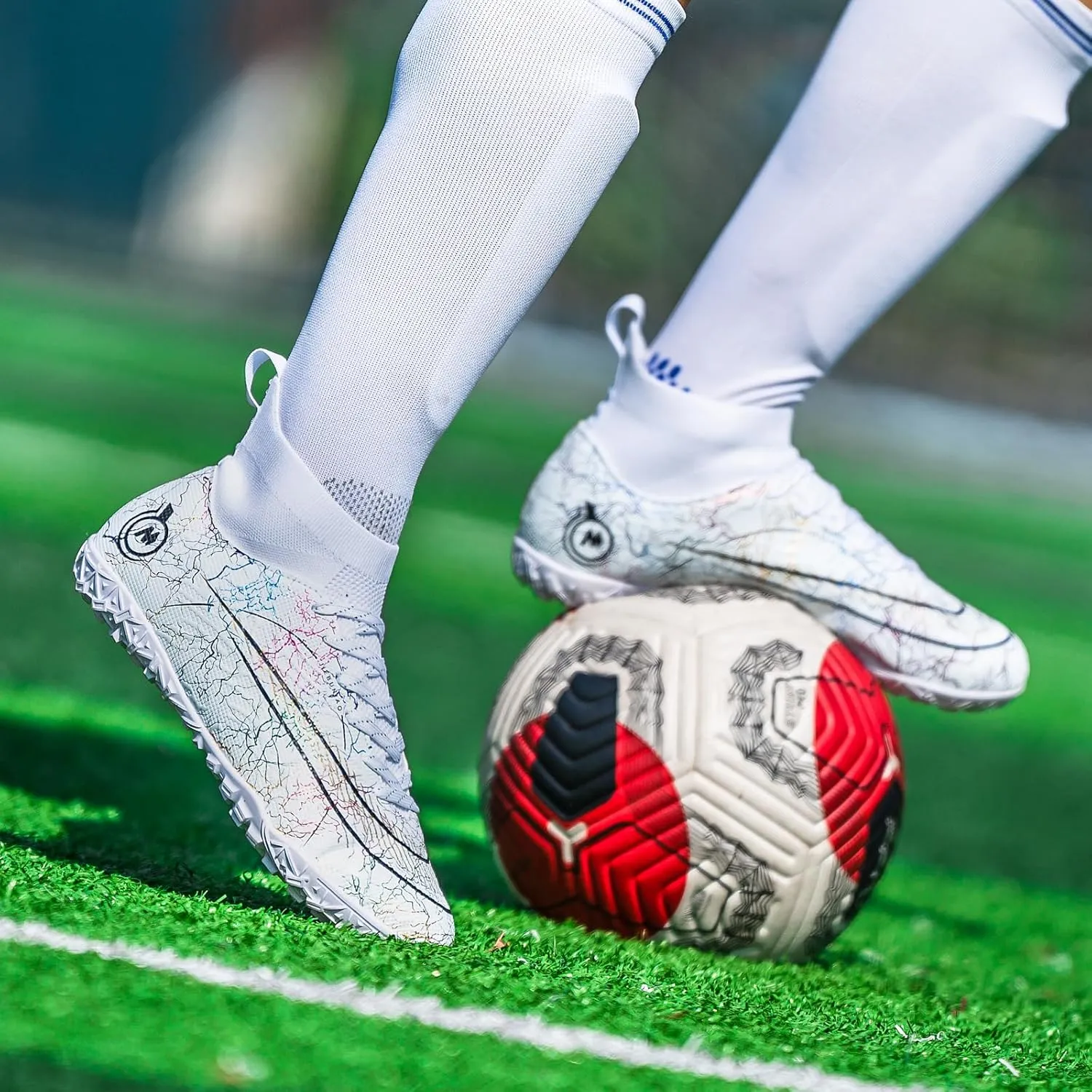 Kids Soccer Shoes Indoor Futsal Turf Youth Soccer Cleats Boys TF High-Top Football Boots for Training Outdoor Indoor