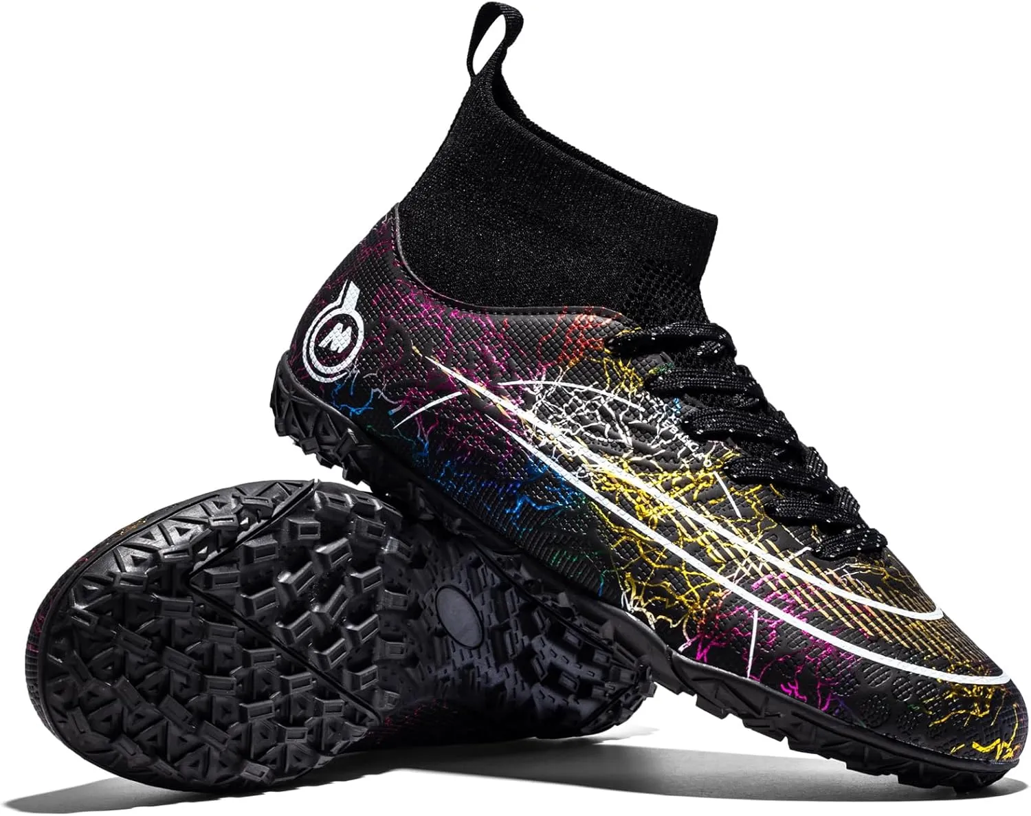 Kids Soccer Shoes Indoor Futsal Turf Youth Soccer Cleats Boys TF High-Top Football Boots for Training Outdoor Indoor