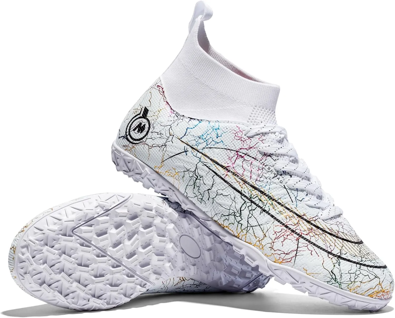 Kids Soccer Shoes Indoor Futsal Turf Youth Soccer Cleats Boys TF High-Top Football Boots for Training Outdoor Indoor