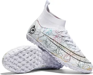 Kids Soccer Shoes Indoor Futsal Turf Youth Soccer Cleats Boys TF High-Top Football Boots for Training Outdoor Indoor