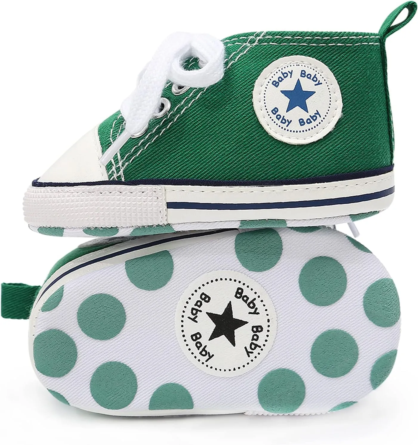 KIDSUN Unisex Baby Boys Girls High Top Sneaker Soft Anti-Slip Sole Newborn Infant First Walkers Canvas Denim Shoes