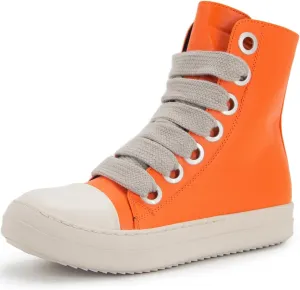 Kluolandi Fashion High Top Sneakers for Women Wide Lace Up Black White Platform Sneaker Shoes with Zipper
