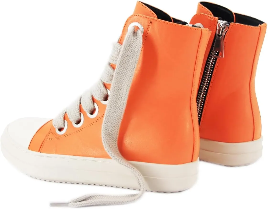 Kluolandi Fashion High Top Sneakers for Women Wide Lace Up Black White Platform Sneaker Shoes with Zipper
