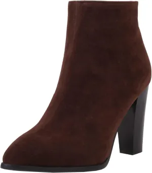 KysBloes Women Faux Suede Pointed Toe Ankle Boots Block High Heel Booties Side Zip Winter Shoes