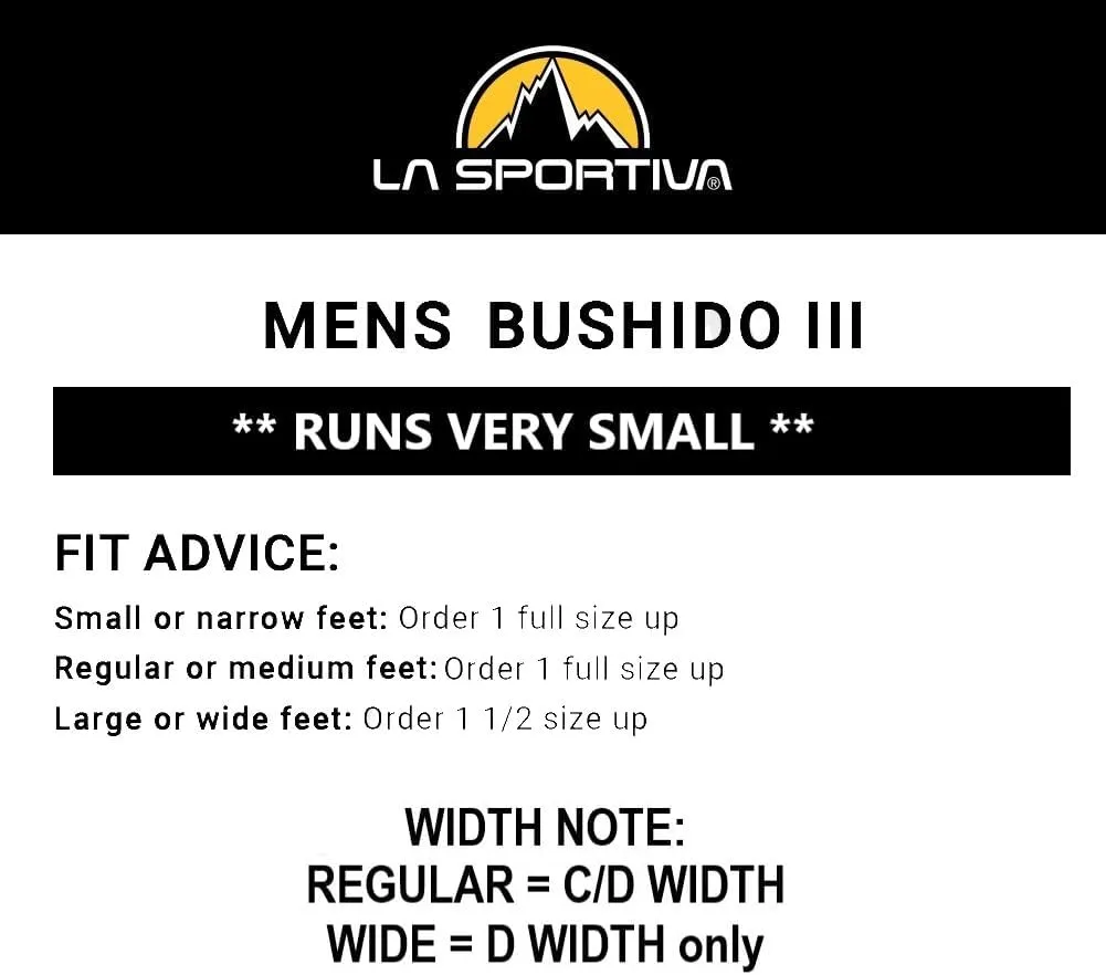 La Sportiva Mens Bushido III Performance Mountain/Trail Running Shoes