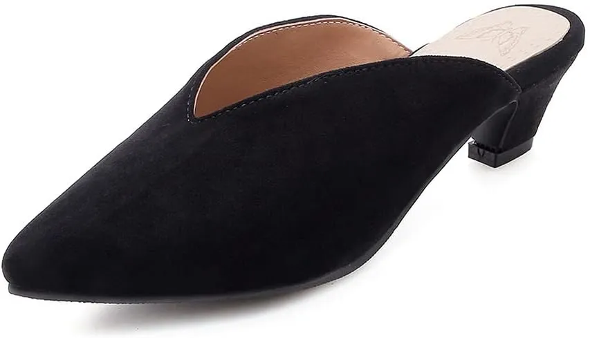 LISYIIZ Womens SS123 Comfort Solid Low Top Imitated Suede Low Flare Slides
