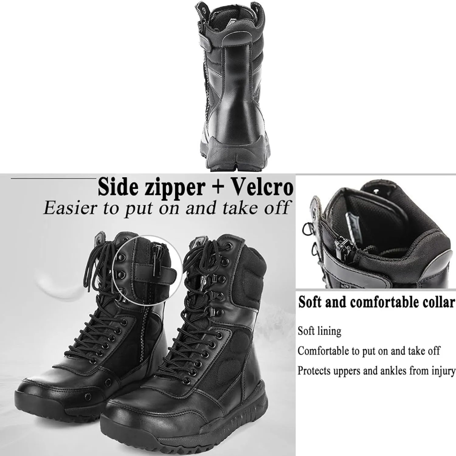 Man Tactical Military Boots Black Men's Shoes Desert Combat Army Outdoor Hiking Shoes Side zipper