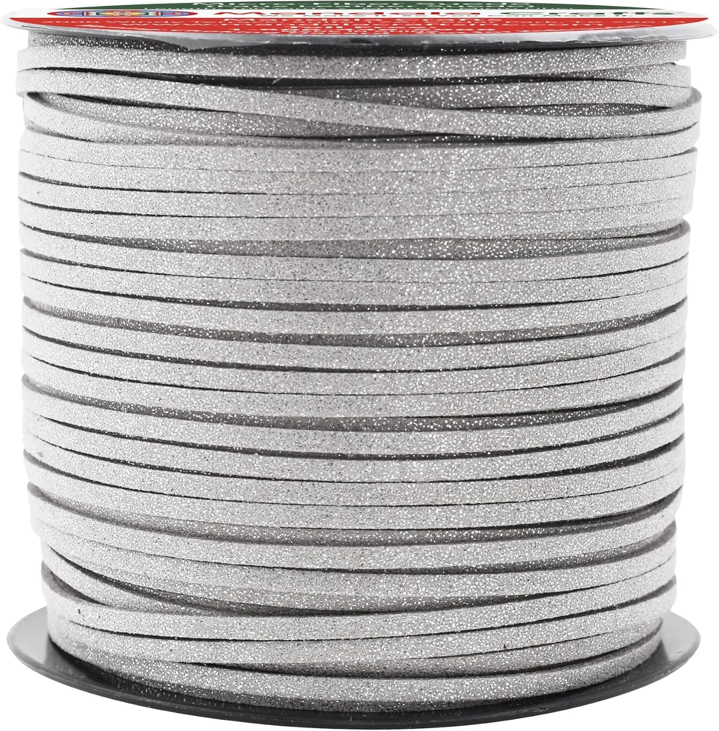 Mandala Crafts Glittery Silver Faux Suede Cord for Jewelry Making - 2.65mm 100 Yards Flat Vegan Leather Strings Laces Strips for Bracelets, Necklaces, DIY Crafts, and Dream Catchers Supplies
