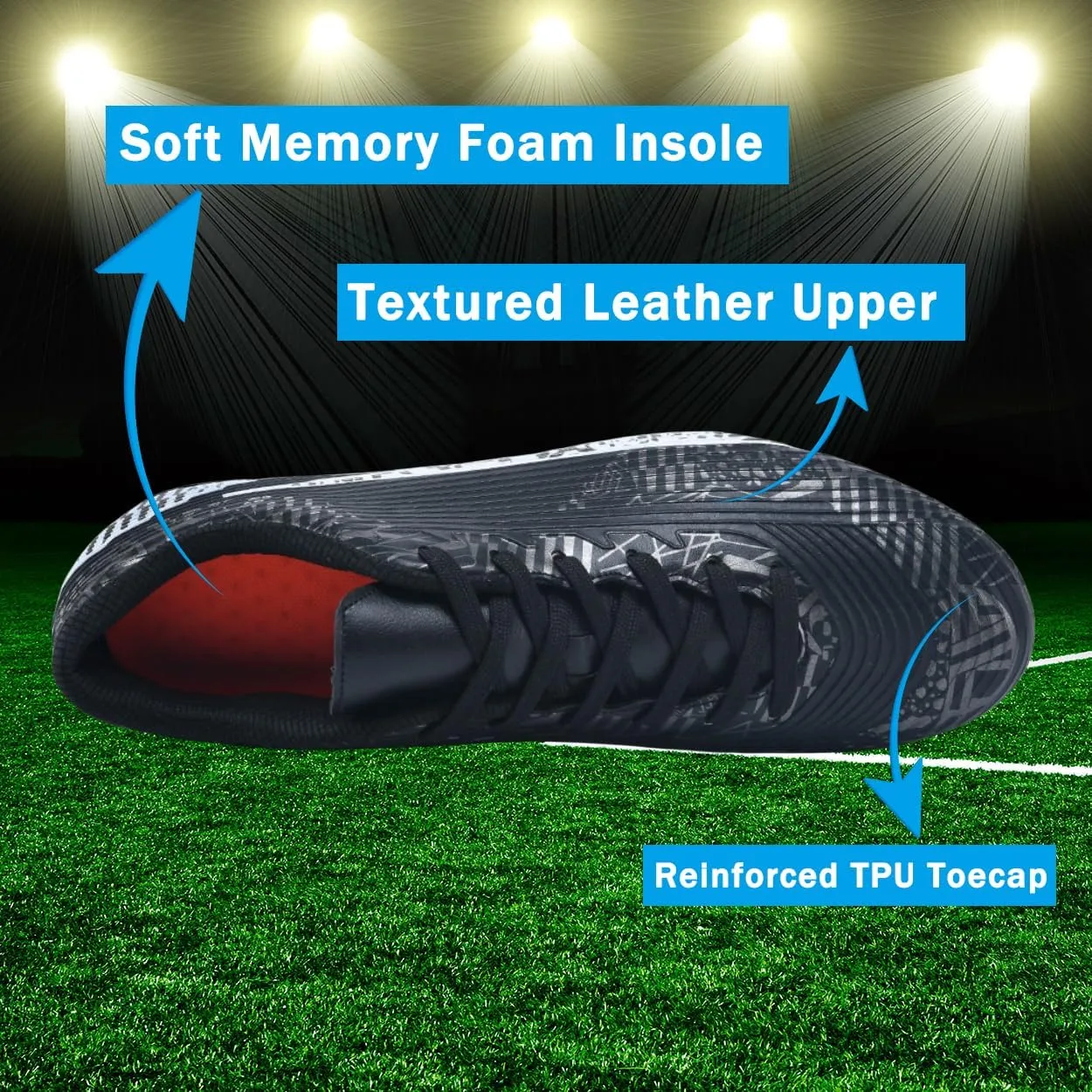 Mens Football Cleats Soccer Shoes: Turf Grip Design for Daily Training Game Day for Mens Womens