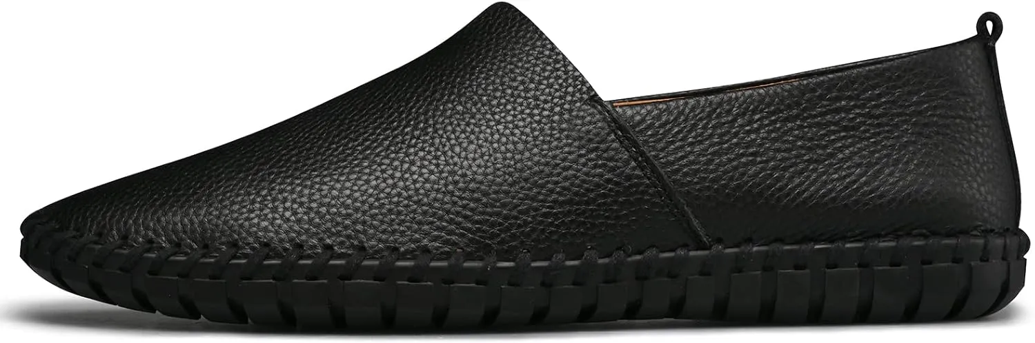 Men's Genuine Leather Loafer Shoes Slip On Soft Breathable Handmade Stitching Fashion Casual Shoes Lightweight Driving Dress Shoe