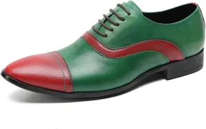 Men's Lace-up Shoes, Stitching Color Formal Dress Shoes Oxford Genuine Leather Derbys Plus Size Casual Business Low Top Breathable Suit Shoes
